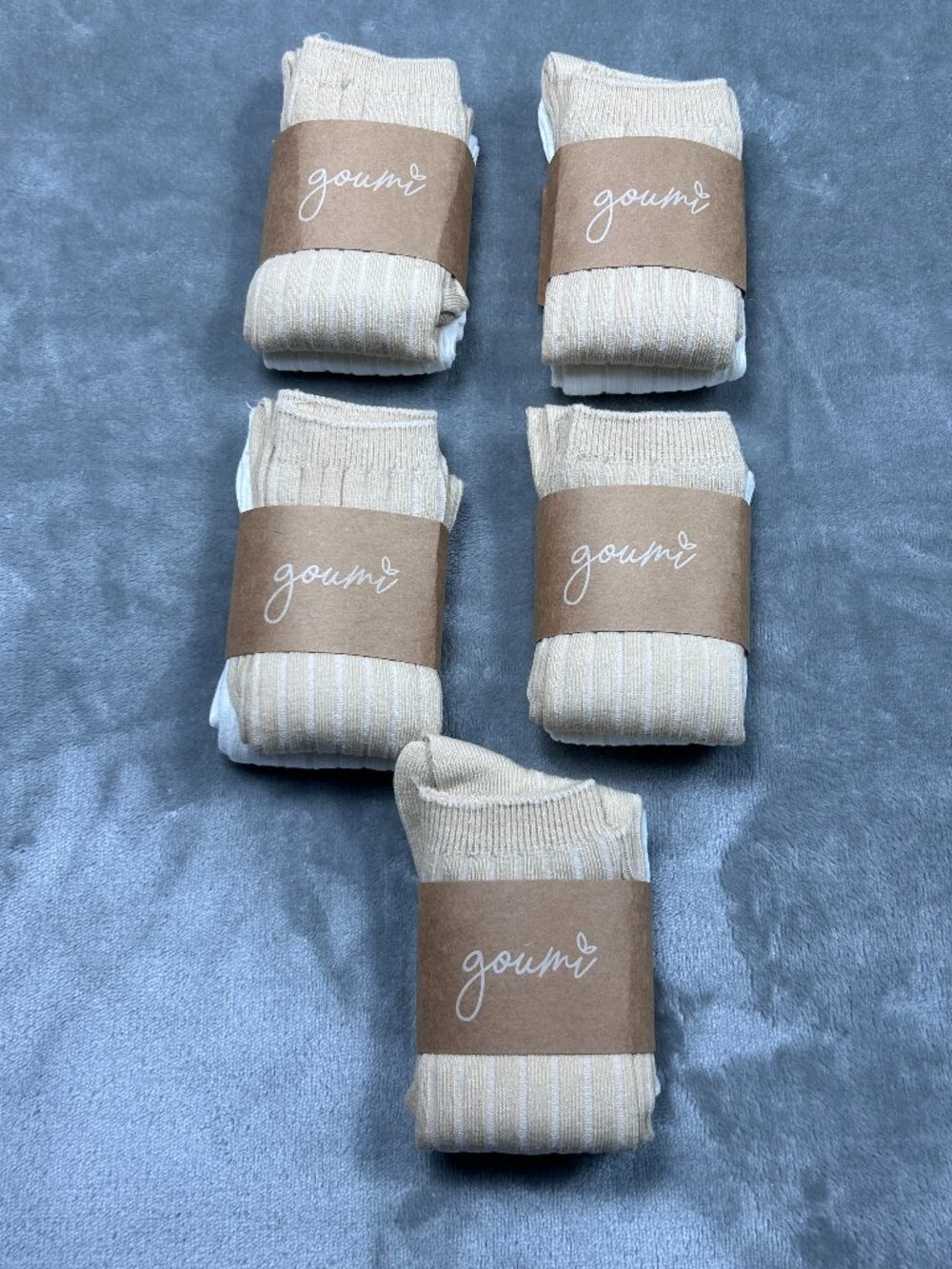 Goumi Socks Youth Large 6-8 Youth 10 Pair NWT Beige White Organic Bamboo Cotton
